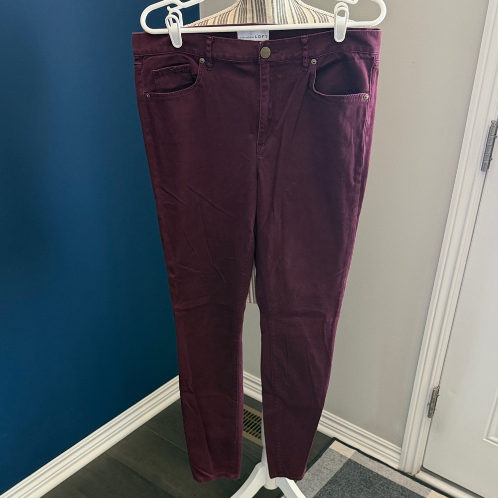 LOFT Deep Burgundy Skinny Pants